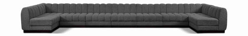 Meridian Furniture - Quinn 229" Grey Chenille Fabric Upholstered 9pc. Sectional - 124Grey-Sec9A - GreatFurnitureDeal