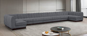 Meridian Furniture - Quinn 229" Grey Chenille Fabric Upholstered 9pc. Sectional - 124Grey-Sec9A - GreatFurnitureDeal