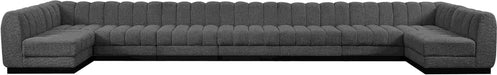 Meridian Furniture - Quinn 229" Grey Chenille Fabric Upholstered 9pc. Sectional - 124Grey-Sec9A - GreatFurnitureDeal