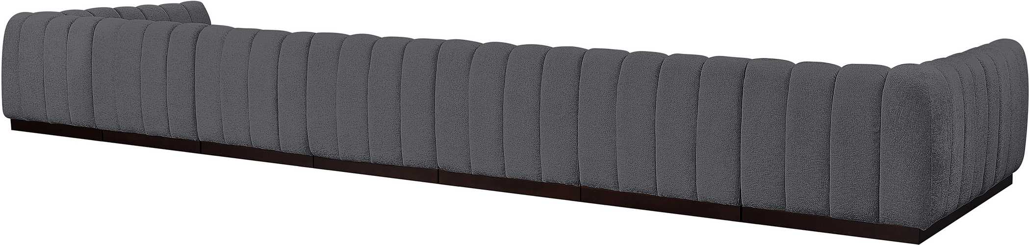 Meridian Furniture - Quinn 229" Grey Chenille Fabric Upholstered 9pc. Sectional - 124Grey-Sec9A - GreatFurnitureDeal