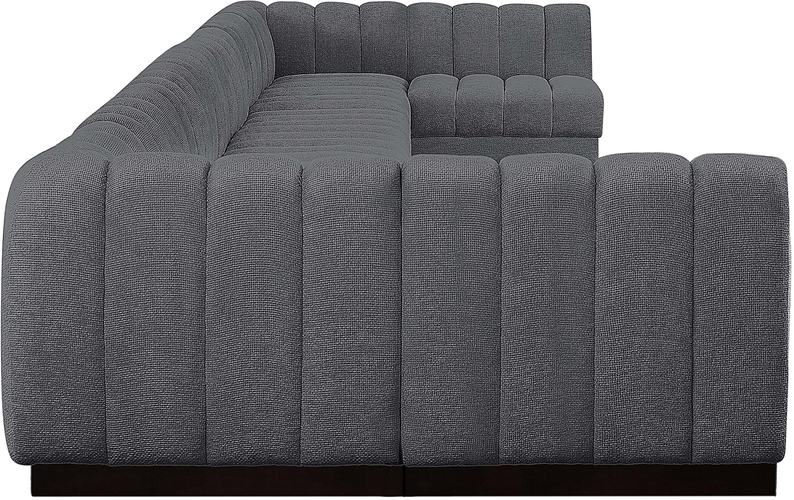 Meridian Furniture - Quinn 229" Grey Chenille Fabric Upholstered 9pc. Sectional - 124Grey-Sec9A - GreatFurnitureDeal