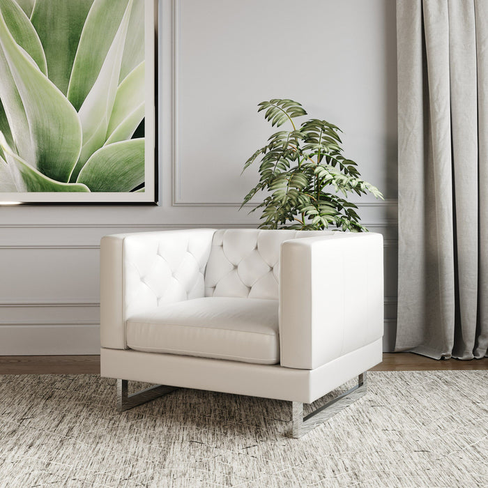 VIG Furniture - Divani Casa Windsor Modern Off-White Leatherette Chair - VGMB1169-CHR - GreatFurnitureDeal