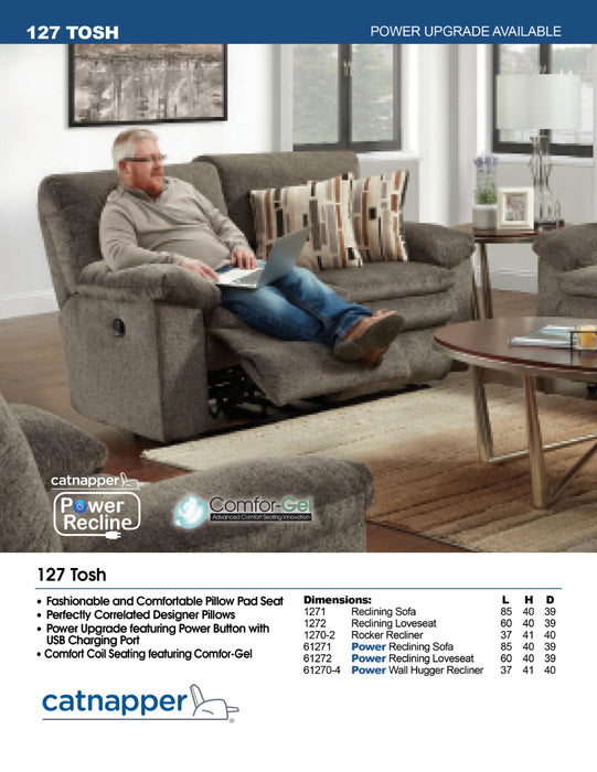 Catnapper - Tosh Reclining Sofa in Pewter - 1271-PEWTER - GreatFurnitureDeal