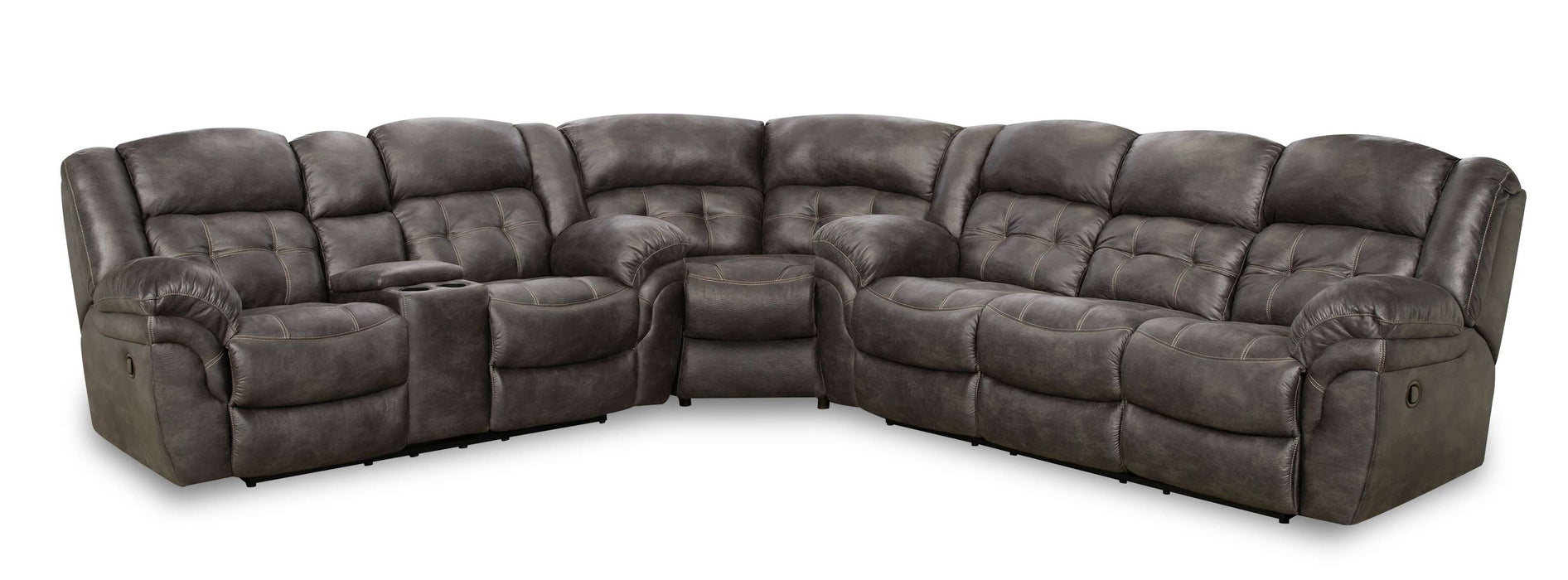 Motion Ease - Haven Reclining Console Sectional in Charcoal - 129-22 04 30-14 - GreatFurnitureDeal