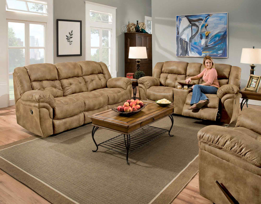 Motion Ease - Haven Manual Reclining Console Loveseat in Almond - 129-22-18 - GreatFurnitureDeal