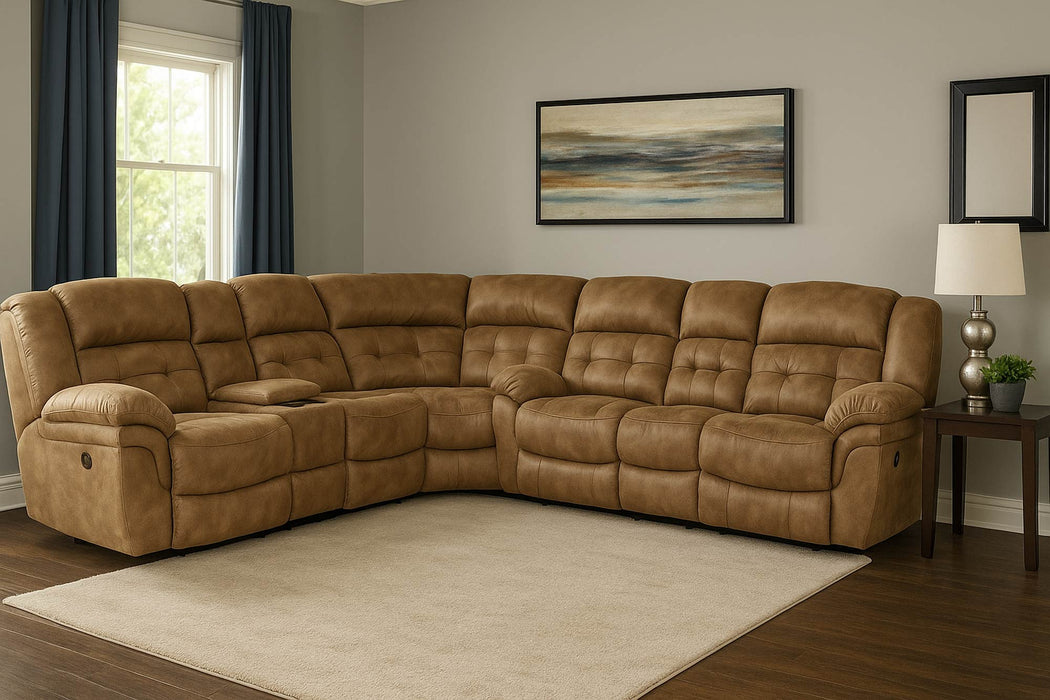 Motion Ease - Haven Manual Reclining Console Sectional in Almond - 129-22 04 30-18 - GreatFurnitureDeal