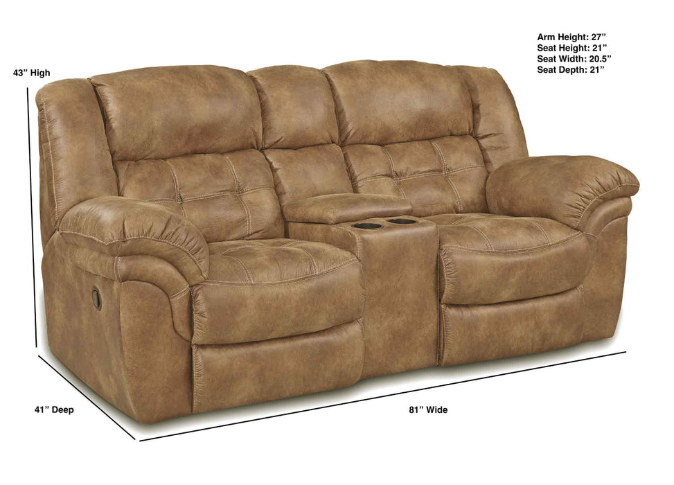 Motion Ease - Haven Manual Reclining Console Loveseat in Almond - 129-22-18 - GreatFurnitureDeal