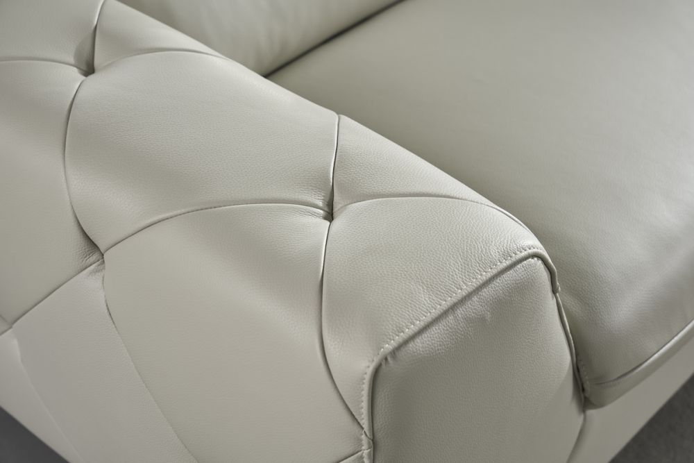 American Eagle Furniture - EK-L030 Light Gray Italian Leather Sectional - Left Sitting - EK-L030L-LG