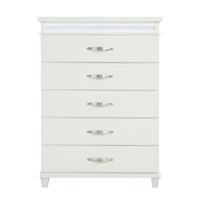 Homelegance - Kidman 5 Drawer Chest in White - 1321-9 - GreatFurnitureDeal
