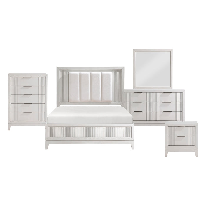 Homelegance - Florence 5 Piece Queen Bedroom Set in Antique White - 1326-1*9 - GreatFurnitureDeal