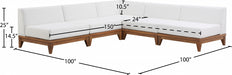 Meridian Furniture - Rio 100" Off White Water Resistant Fabric Upholstered Outdoor Patio 5 Piece Modular Sectional - 389White-Sec5B - GreatFurnitureDeal