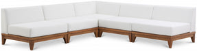 Meridian Furniture - Rio 100" Off White Water Resistant Fabric Upholstered Outdoor Patio 5 Piece Modular Sectional - 389White-Sec5B - GreatFurnitureDeal