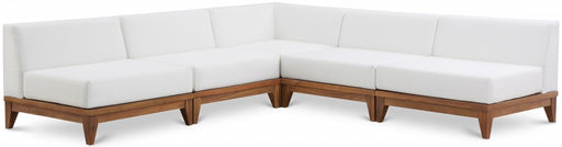Meridian Furniture - Rio 100" Off White Water Resistant Fabric Upholstered Outdoor Patio 5 Piece Modular Sectional - 389White-Sec5B - GreatFurnitureDeal