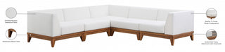 Meridian Furniture - Rio 96.5" Off White Water Resistant Fabric Upholstered Outdoor Patio 5 Piece Modular Sectional - 389White-Sec5C - GreatFurnitureDeal