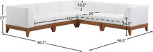 Meridian Furniture - Rio 96.5" Off White Water Resistant Fabric Upholstered Outdoor Patio 5 Piece Modular Sectional - 389White-Sec5C - GreatFurnitureDeal