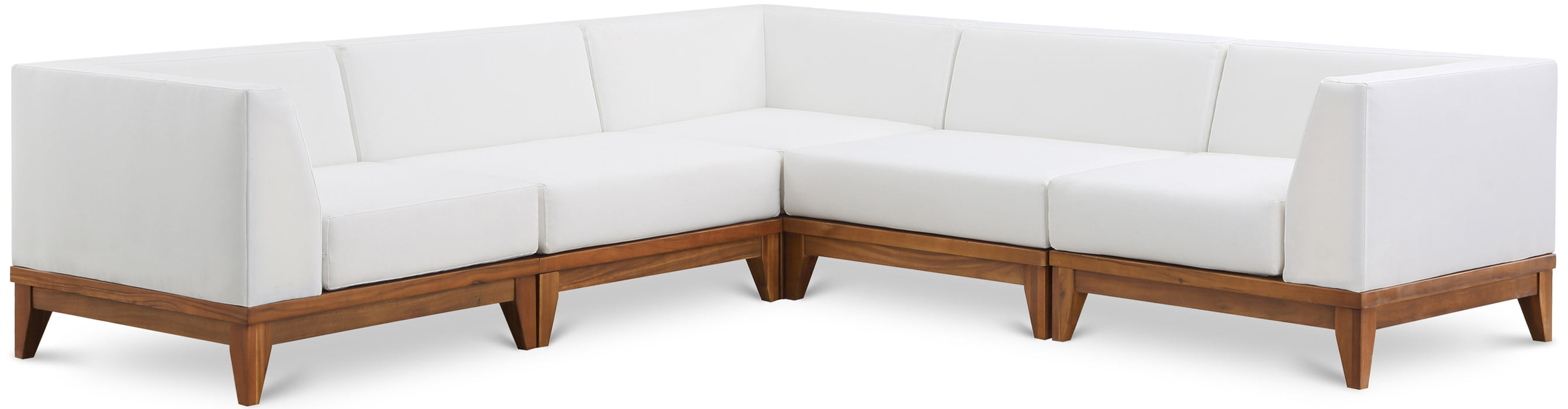 Meridian Furniture - Rio 96.5" Off White Water Resistant Fabric Upholstered Outdoor Patio 5 Piece Modular Sectional - 389White-Sec5C - GreatFurnitureDeal