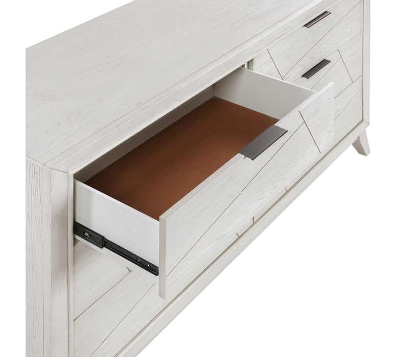 Homelegance - Asteria 6 Drawer Dresser and Mirror Set in Antique White - 1355-5-6 - GreatFurnitureDeal