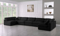 Meridian Furniture - Serene 197" Linen Textured Fabric Upholstered Deluxe Comfort 7 Piece Modular Sectional - 601Black-Sec7B - GreatFurnitureDeal