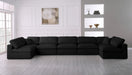 Meridian Furniture - Serene 197" Linen Textured Fabric Upholstered Deluxe Comfort 7 Piece Modular Sectional - 601Black-Sec7B - GreatFurnitureDeal