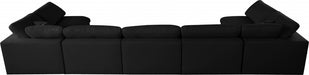 Meridian Furniture - Serene 197" Linen Textured Fabric Upholstered Deluxe Comfort 7 Piece Modular Sectional - 601Black-Sec7B - GreatFurnitureDeal