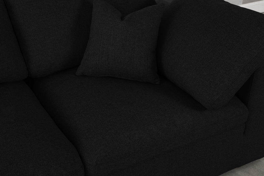 Meridian Furniture - Serene 197" Linen Textured Fabric Upholstered Deluxe Comfort 7 Piece Modular Sectional - 601Black-Sec7B - GreatFurnitureDeal
