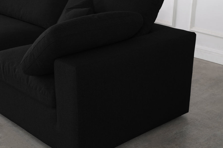 Meridian Furniture - Serene 197" Linen Textured Fabric Upholstered Deluxe Comfort 7 Piece Modular Sectional - 601Black-Sec7B - GreatFurnitureDeal