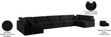 Meridian Furniture - Serene 197" Linen Textured Fabric Upholstered Deluxe Comfort 7 Piece Modular Sectional - 601Black-Sec7B - GreatFurnitureDeal