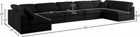 Meridian Furniture - Serene 197" Linen Textured Fabric Upholstered Deluxe Comfort 7 Piece Modular Sectional - 601Black-Sec7B - GreatFurnitureDeal