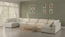 Meridian Furniture - Serene 197" Linen Textured Fabric Upholstered Deluxe Comfort 7 Piece Modular Sectional - 601Cream-Sec7B - GreatFurnitureDeal