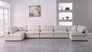 Meridian Furniture - Serene 197" Linen Textured Fabric Upholstered Deluxe Comfort 7 Piece Modular Sectional - 601Cream-Sec7B - GreatFurnitureDeal