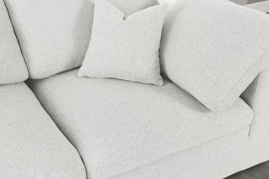 Meridian Furniture - Serene 197" Linen Textured Fabric Upholstered Deluxe Comfort 7 Piece Modular Sectional - 601Cream-Sec7B - GreatFurnitureDeal