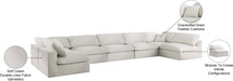 Meridian Furniture - Serene 197" Linen Textured Fabric Upholstered Deluxe Comfort 7 Piece Modular Sectional - 601Cream-Sec7B - GreatFurnitureDeal