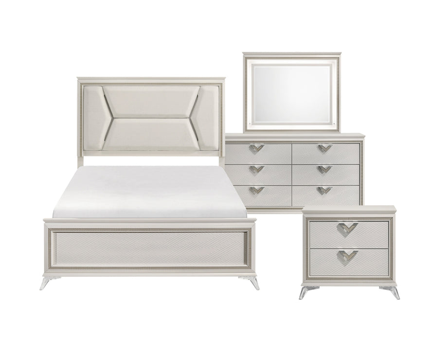 Homelegance - Audra 3 Piece King Upholstered Bedroom Set with LED in White and Gold - 1383K-1EK-3SET - GreatFurnitureDeal
