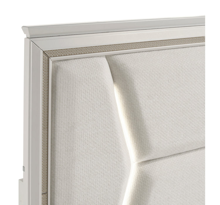 Homelegance - Audra Queen Upholstered Bed with LED Lighting in White and Gold - 1383-1 - GreatFurnitureDeal