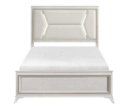 Homelegance - Audra Queen Upholstered Bed with LED Lighting in White and Gold - 1383-1 - GreatFurnitureDeal