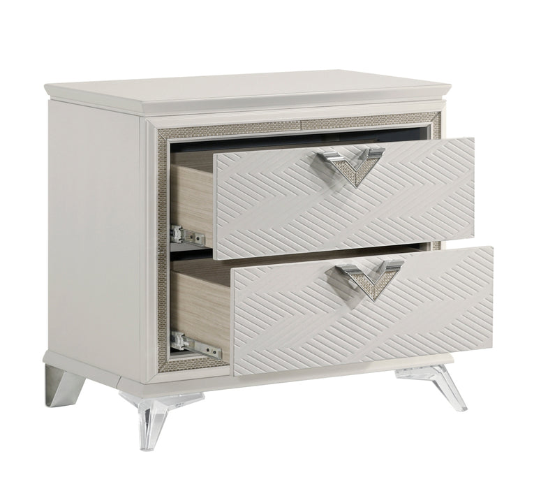 Homelegance - Audra 3 Piece King Upholstered Bedroom Set with LED in White and Gold - 1383K-1EK-3SET - GreatFurnitureDeal