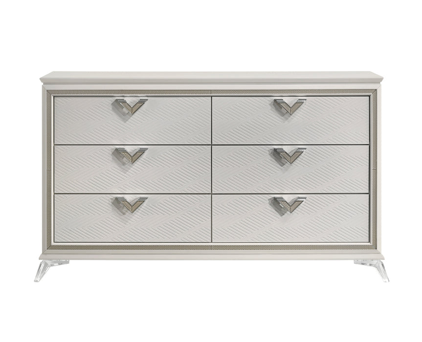 Homelegance - Audra 6 Drawer Dresser in White and Gold - 1383-5 - GreatFurnitureDeal