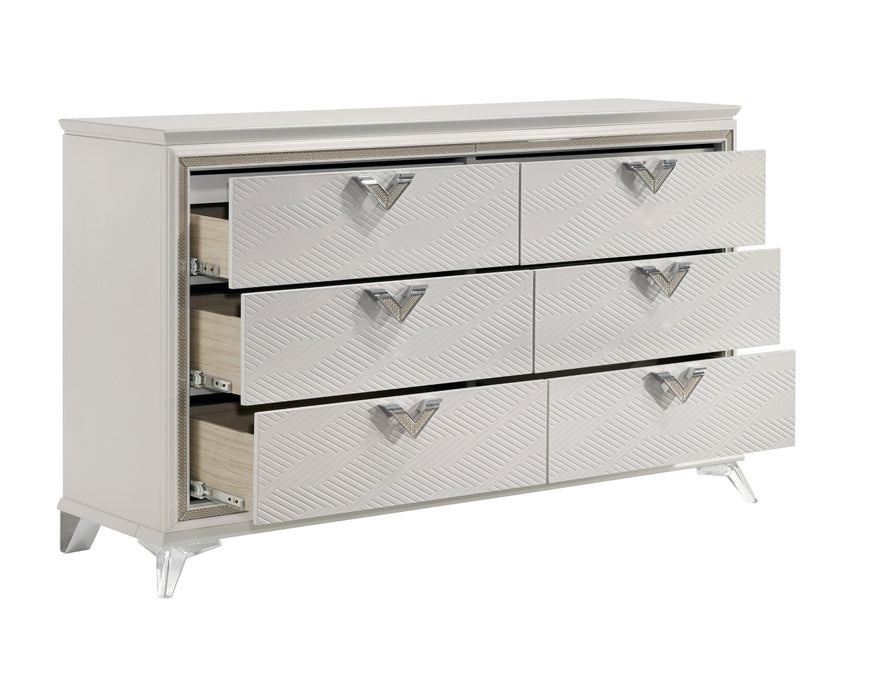 Homelegance - Audra 6 Drawer Dresser and Mirror Set in White and Gold - 1383-5-6 - GreatFurnitureDeal