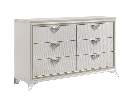Homelegance - Audra 6 Drawer Dresser in White and Gold - 1383-5 - GreatFurnitureDeal