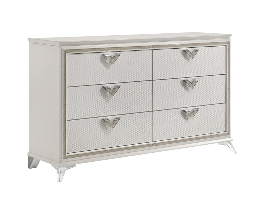 Homelegance - Audra 6 Drawer Dresser in White and Gold - 1383-5 - GreatFurnitureDeal