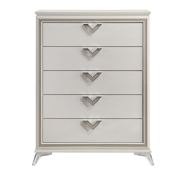Homelegance - Audra 5 Drawer Chest in White and Gold - 1383-9 - GreatFurnitureDeal