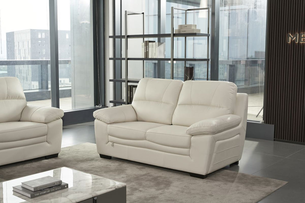 American Eagle Furniture - EK045 Ivory Italian Leather Loveseat - EK045-IV-LS - GreatFurnitureDeal