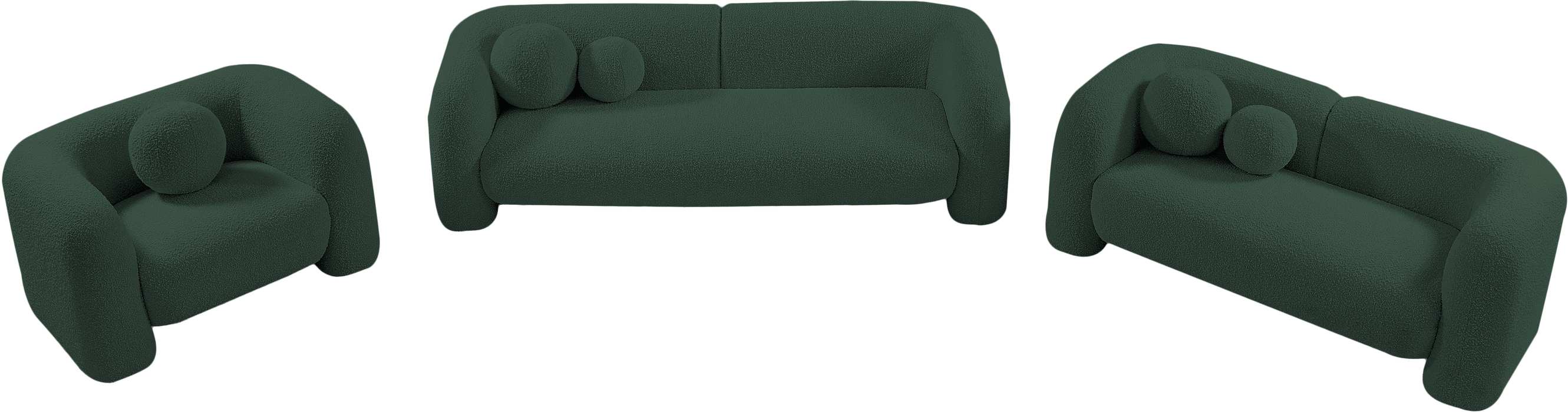 Meridian Furniture - Emory 89" Green Boucle Fabric Upholstered Sofa - 139Green-S - GreatFurnitureDeal