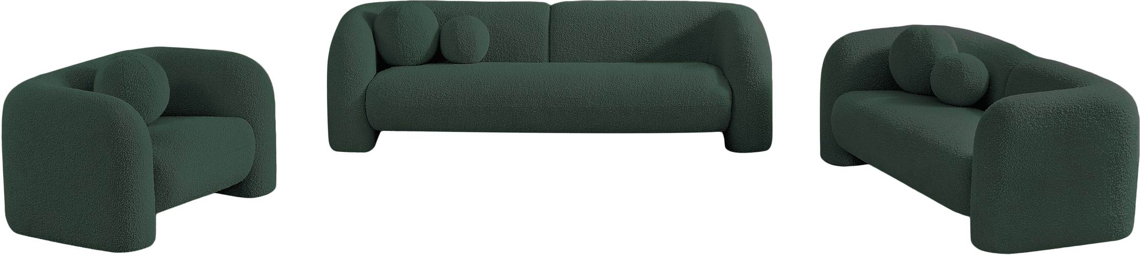Meridian Furniture - Emory 89" Green Boucle Fabric Upholstered Sofa - 139Green-S - GreatFurnitureDeal