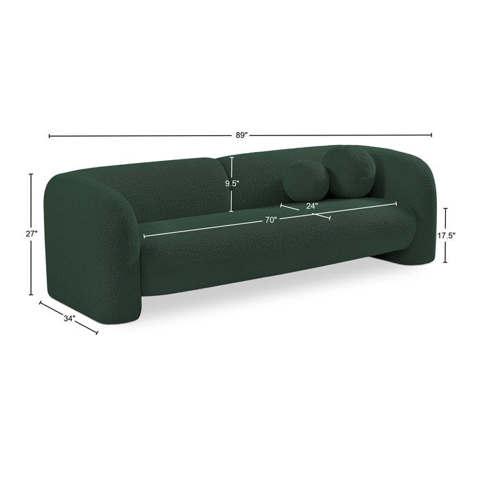 Meridian Furniture - Emory 89" Green Boucle Fabric Upholstered Sofa - 139Green-S - GreatFurnitureDeal