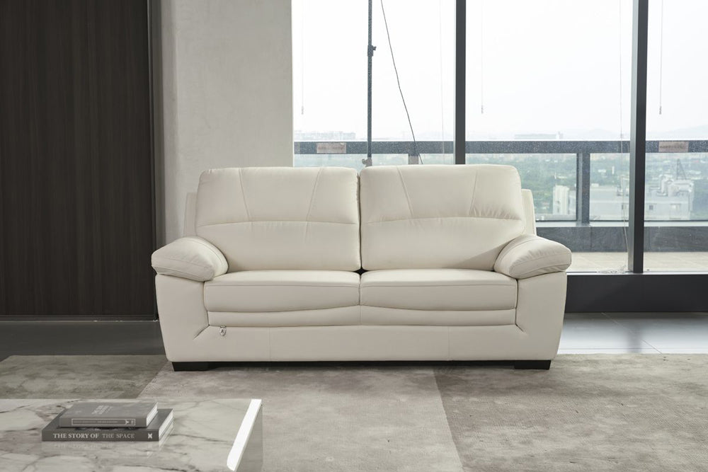 American Eagle Furniture -  EK045 Ivory Italian Leather Sofa - EK045-IV-SF - GreatFurnitureDeal