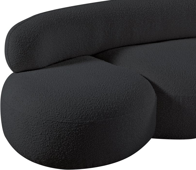 Meridian Furniture - Venti 88.5" Black Boucle Fabric Upholstered Sofa - 140Black-S - GreatFurnitureDeal