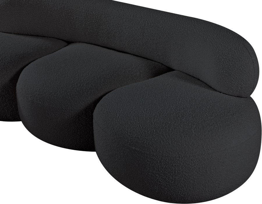 Meridian Furniture - Venti 88.5" Black Boucle Fabric Upholstered Sofa - 140Black-S - GreatFurnitureDeal