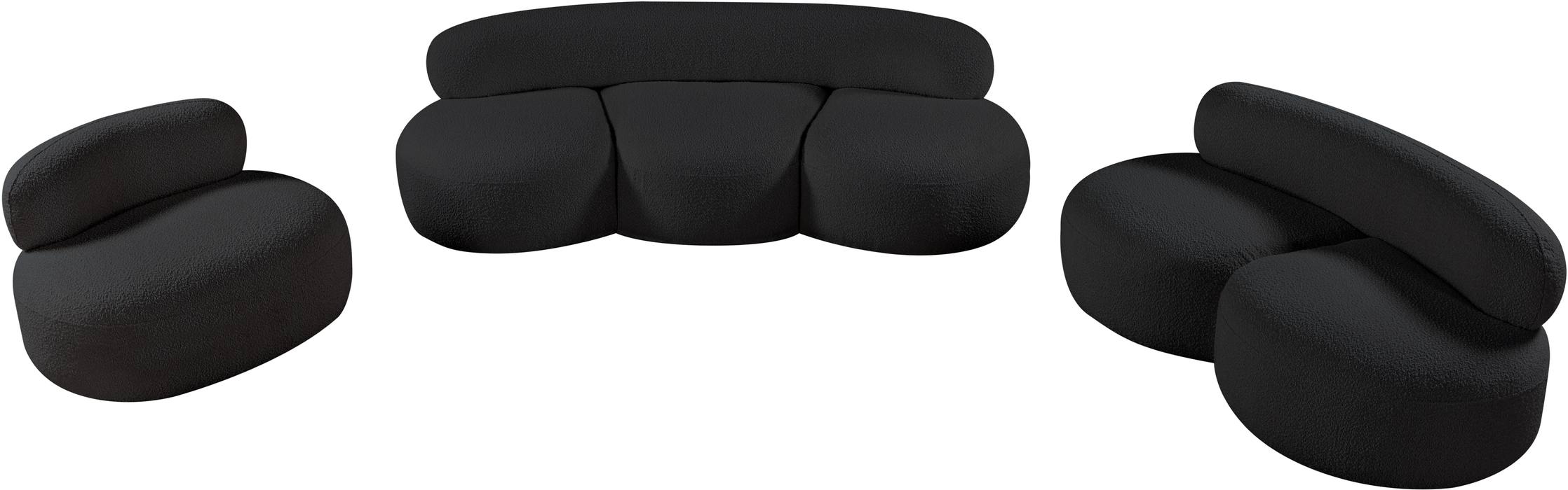 Meridian Furniture - Venti 88.5" Black Boucle Fabric Upholstered Sofa - 140Black-S - GreatFurnitureDeal