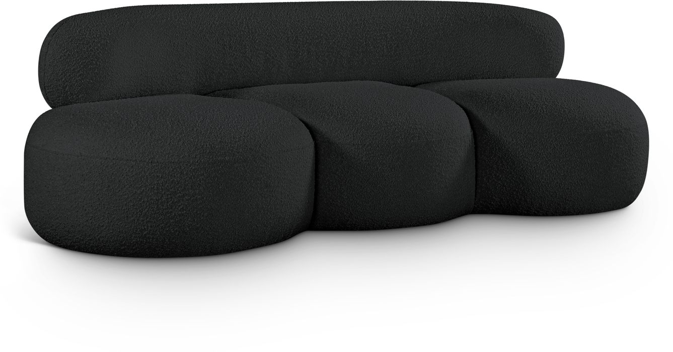 Meridian Furniture - Venti 88.5" Black Boucle Fabric Upholstered Sofa - 140Black-S - GreatFurnitureDeal
